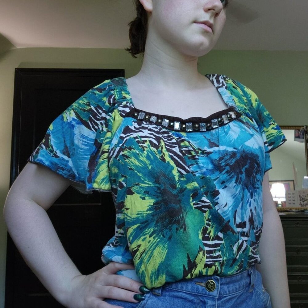 Funky tropical print blouse